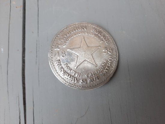 Runaway Slave Patrol 1858 Plantation Police Badge Georgetown County South Carolina Badge