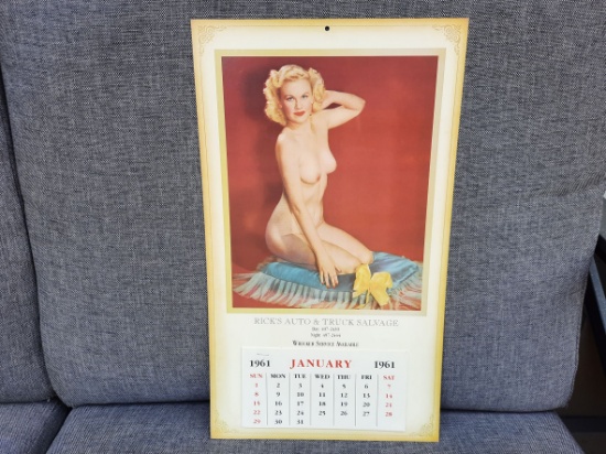1961 Nude Auto Garage Calendar Rick's Auto & Truck Salvage Pinup Girl Calendar