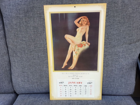 1967 Buck's Wrecker Service Nude Pinup Garage Station Calendar Sexy Girl Queens New York