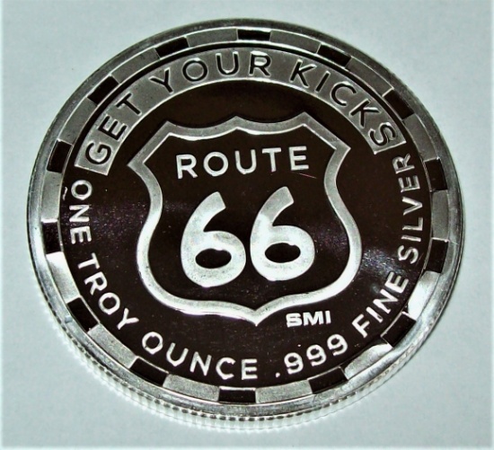 Route 66 1 troy oz. .999 Fine Silver Round