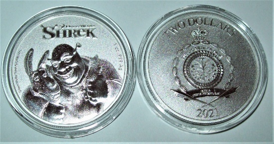 2021 Niue Shrek $2 Coin 1 troy oz. .999 Fine Silver Coin DreamWorks