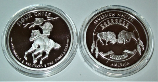 2020 Sioux Indian Chief Silver Dollar 1 troy oz. .999 Fine Silver $1 Coin