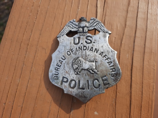 Metal U.S. Bureau Of Indian Affairs Police Badge Buffalo Logo