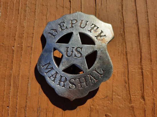 Metal Deputy US Marshal Shield Badge Cutout Star In Center