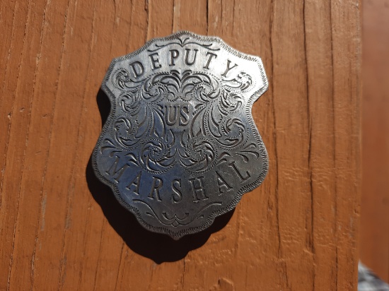 Metal Deputy US Marshal Scroll Work Shield Badge