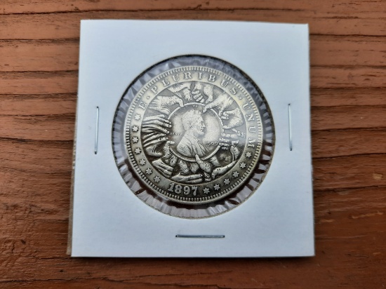 1897 Hobo Morgan Dollar Fantasy Coin 1909 Penny