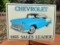 New Old Stock Tin Metal Sign Chevrolet 1955 Sales Leader Auto Advertisment