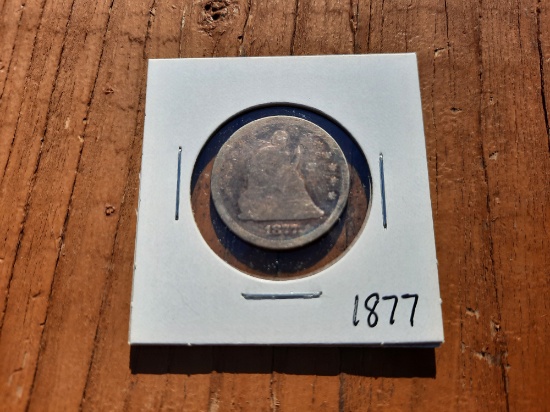 1877 Liberty Seated Quarter Coin 90% Silver