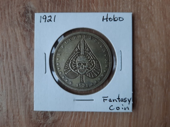 Ace Of Spade Skull 1921 Morgan Hobo Dollar Fantasy Coin