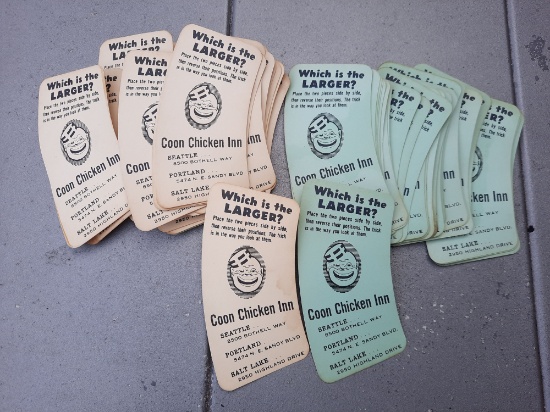 25 Sets of Coon Chicken Inn Restaurant Trick Cards Optical Illusion Cards Black Americana Cards