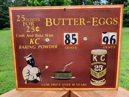 Cardboard Advertising Black Americana KC Baking Powder Butter Eggs Dial Sign