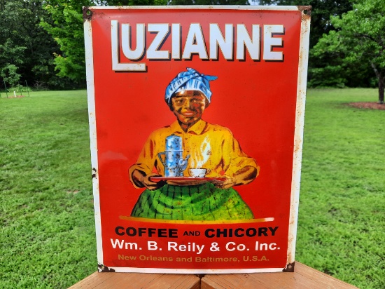Porcelain Sign Luzianne Coffee And Chicory New Orleans And Baltimore Aunt Jemima Black Americana
