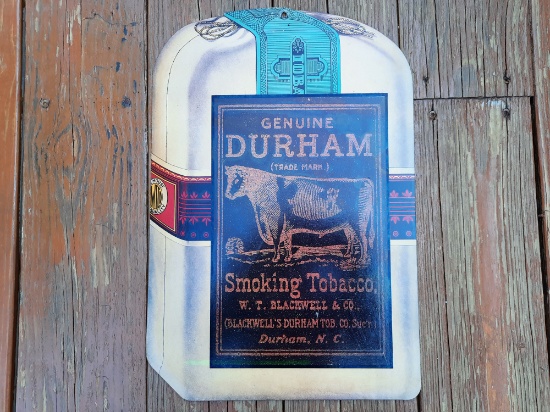 Genuine Durham Smoking Tobacco Blackwells NC Bull Advertising Sign