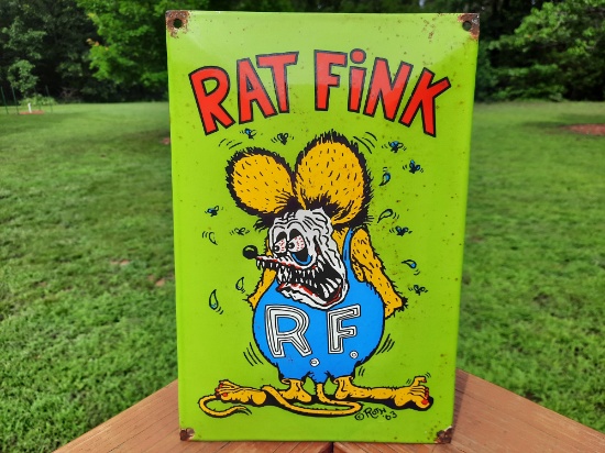 Porcelain Rat Fink 1963 Roth Sign Rat Rod Hot Rod Advertising Sign