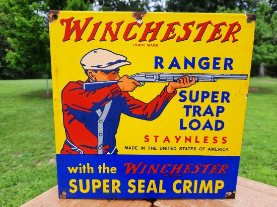 Old Porcelain Winchester Ranger Super Trap Load Dealer Sign