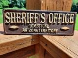 Cast Iron Sheriffs Office Tombstone Arizona Territory Sign Plaque Old West Sign