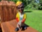 Cast Iron Black Boy Catching A Chicken Coin Money Bank