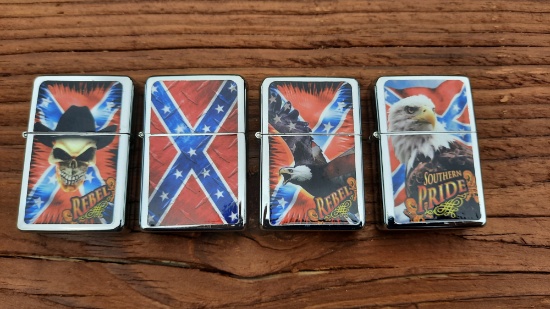 4 New Rebel Flag Southern Pride Eagle Lighters