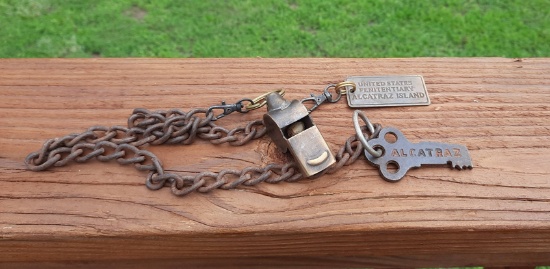 United States Penitentiary Alcatraz Island Whistle Key & Tag on Chain