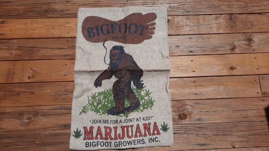 Big Foot Join Me For a Joint at 420? Burlap Bag