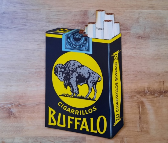Buffalo Cigarillos Paper Cardboard Cut-Out Advertising Sign