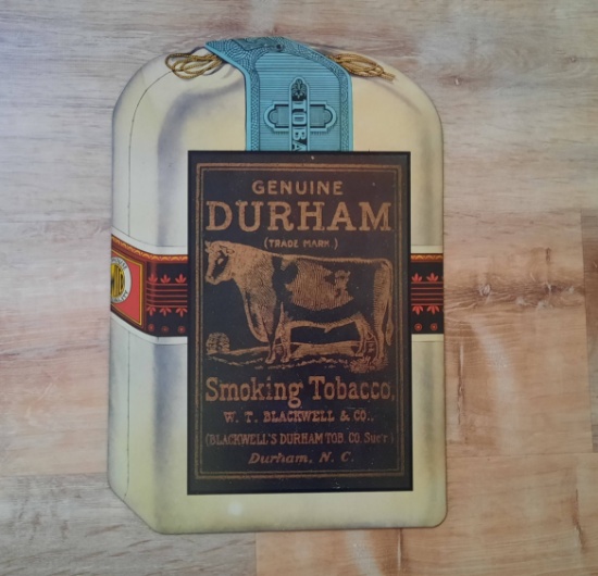 Genuine Durham Smoking Tobacco Blackwells NC Bull Advertising Sign