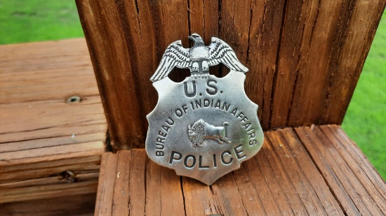 Metal U.S. Bureau Of Indian Affairs Police Badge Buffalo Logo