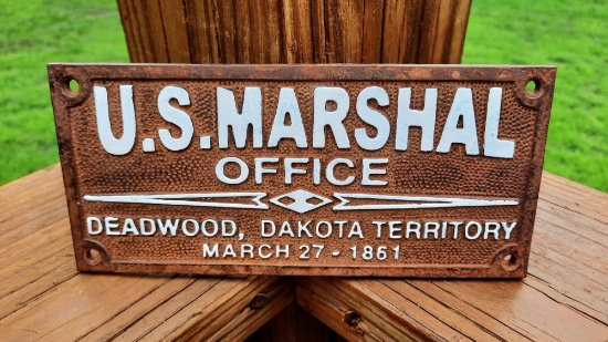 US Marshal Office Deadwood Dakota Territory Cast Iron Sign 1861