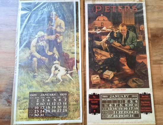 2 Peters Cartridge Company Cincinnati OH USA 1913 w/ 1986 Calendar Dates & 1905 w/ 1978 Calendar