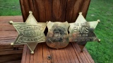 3 Different Brass Badges The King Elvis Super Star Dick Tracy Detective Hopalong Cassidy Sheriff