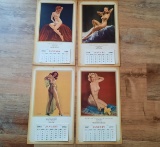 4 Nude Pin-up Girl Calendars Auto Service 1960, 1956, 1962 & 1957
