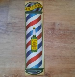 Rayette GDT Dandruff Lotion Barber Pole It Pays to Look Well Cardboard Advertising Sign