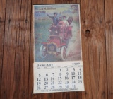 J&M Haffen Brewing Company 1907 Calendar with Ladie in Wind-up Car on Front