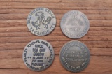 Lot of 4 Brass Brothel Whore House Tokens