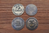 Lot of 4 Brass Brothel Whore House Tokens