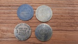 Lot of 4 Brass Brothel Whore House Tokens