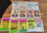 Lot Of 13 Concert Posters Beatles Allman Bros Political Presidents JFK Sports Baseball Boxing