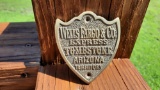 Brass Wells Fargo & Co Tombstone Arizona Plaque Sign Arizona Territory Wells Fargo Express Shield