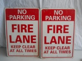 Lot of 2 No Parking Fire Lane Signs