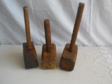 Lot of 3 Old Wooden Hammers