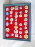 Frame of 36 Vintage Political Pins