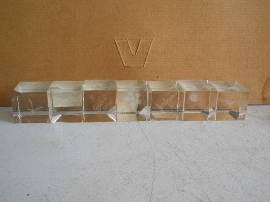 Lot of 7 Paperweight Cubes