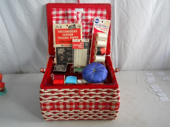 Sewing Basket Full of Sewing Accessories