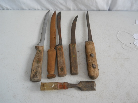 Lot of 5 Old Knives & 1 Scrapper