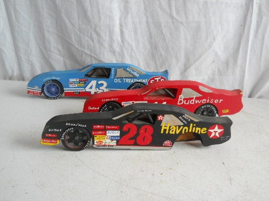 Lot of 3 Wooden Race Cars