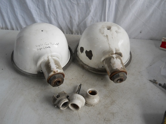 Lot of 2 Porcelain Lights for PoleSigns