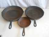 Lot of 3 Cast Iron Skillets