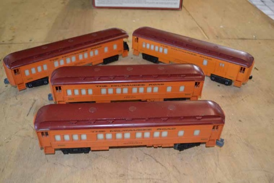 Lionel O Scale "The Milwaukee Road" 9500, 9502, 9503, and 9506 Passenger Cars
