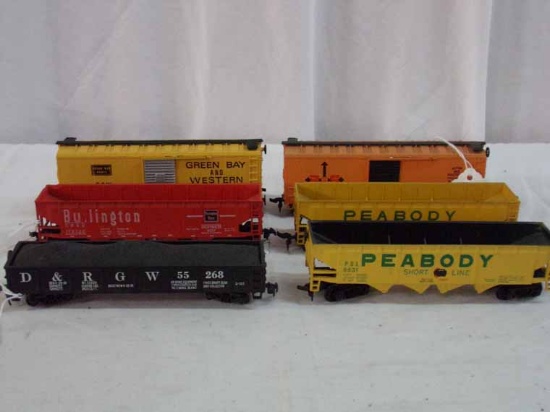 Lot of 6 "HO" Includes (3) Coal Cars, (2) Boxcars & a Gondola