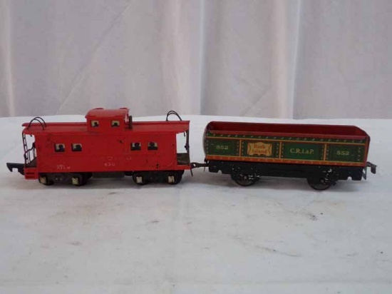 Lot of 2 Cars Both Metal Includes American Flyer Caboose & Rock Island Gondola